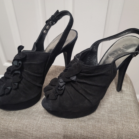 Guess suede slingback peeptoe platform stilettos - Picture 2 of 4